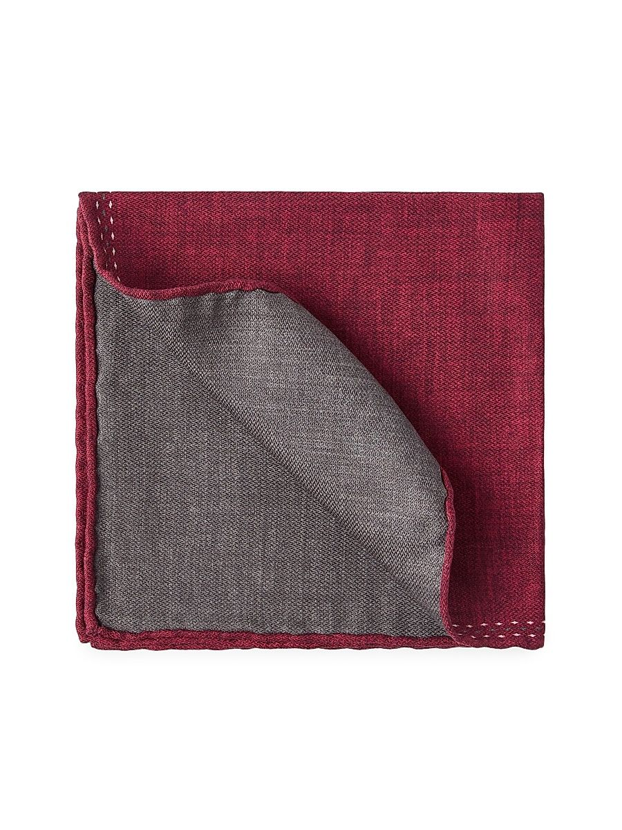 Men's Silk Pocket Square with Printed Logo - Purple Red