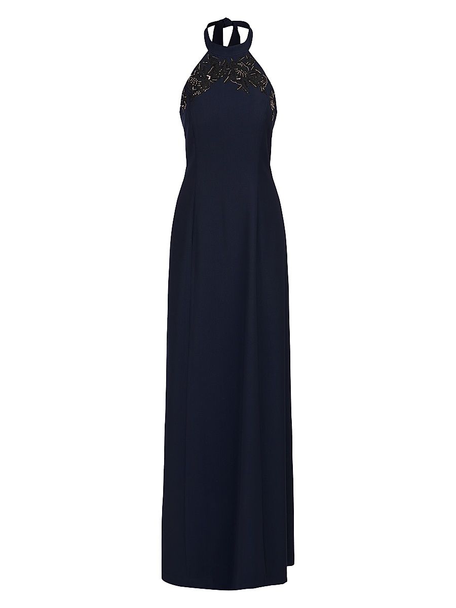 Women's Josephina Column Halterneck Gown - French Navy - Size 16