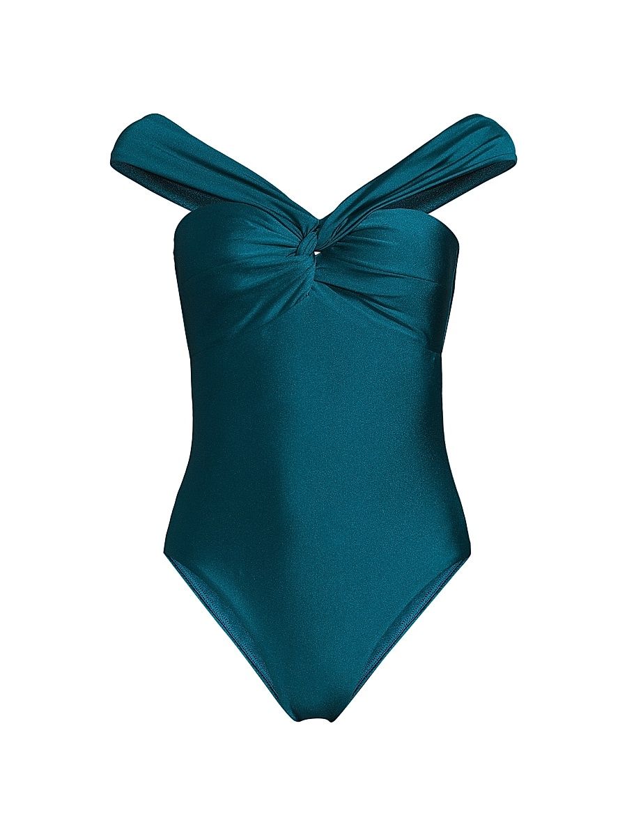 Women's Betsy Gloss Bandeau One-Piece Swimsuit - Dark Teal - Size Large