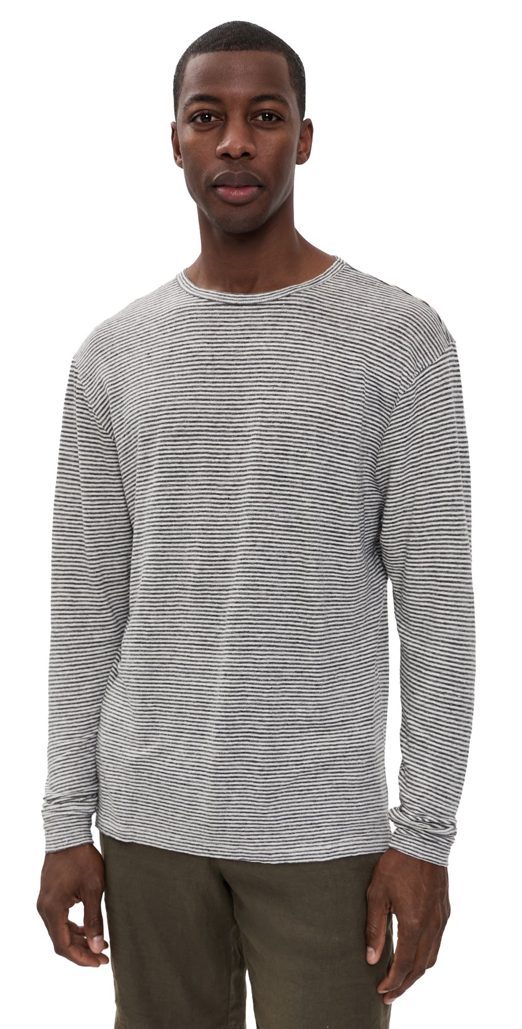 Alex Crane Linen Long Sleeve Sun Tee Lines XL