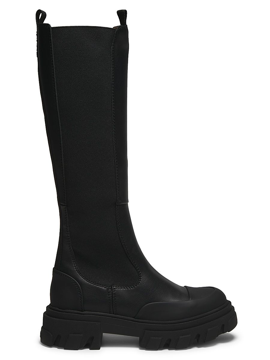 Women's Cleated Knee-High Chelsea Boots - Black - Size 11