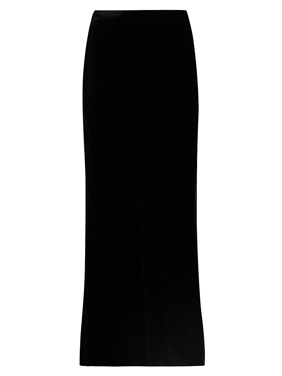 Women's Velvet Bias Cut Maxi Skirt - Black - Size Large