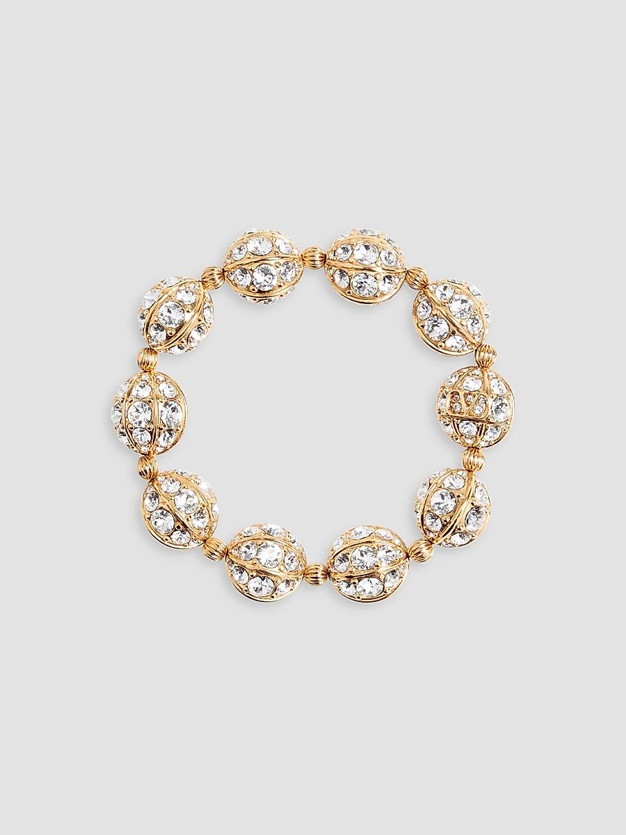 Women's Poetics of Drops Metal and Swarovski Crystal Bracelet - Gold Crystal