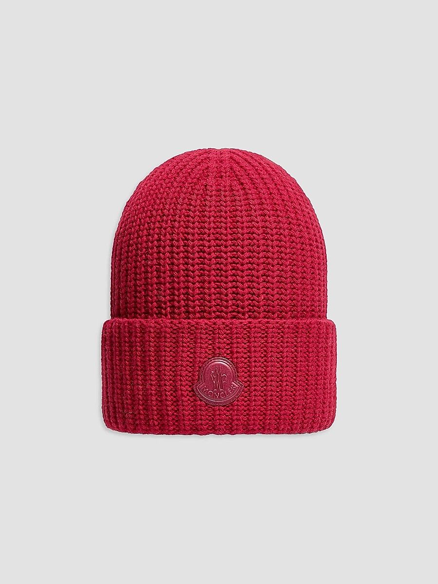 Moncler Women's Beanie Hat in Wool & Cashmere Blend - Red