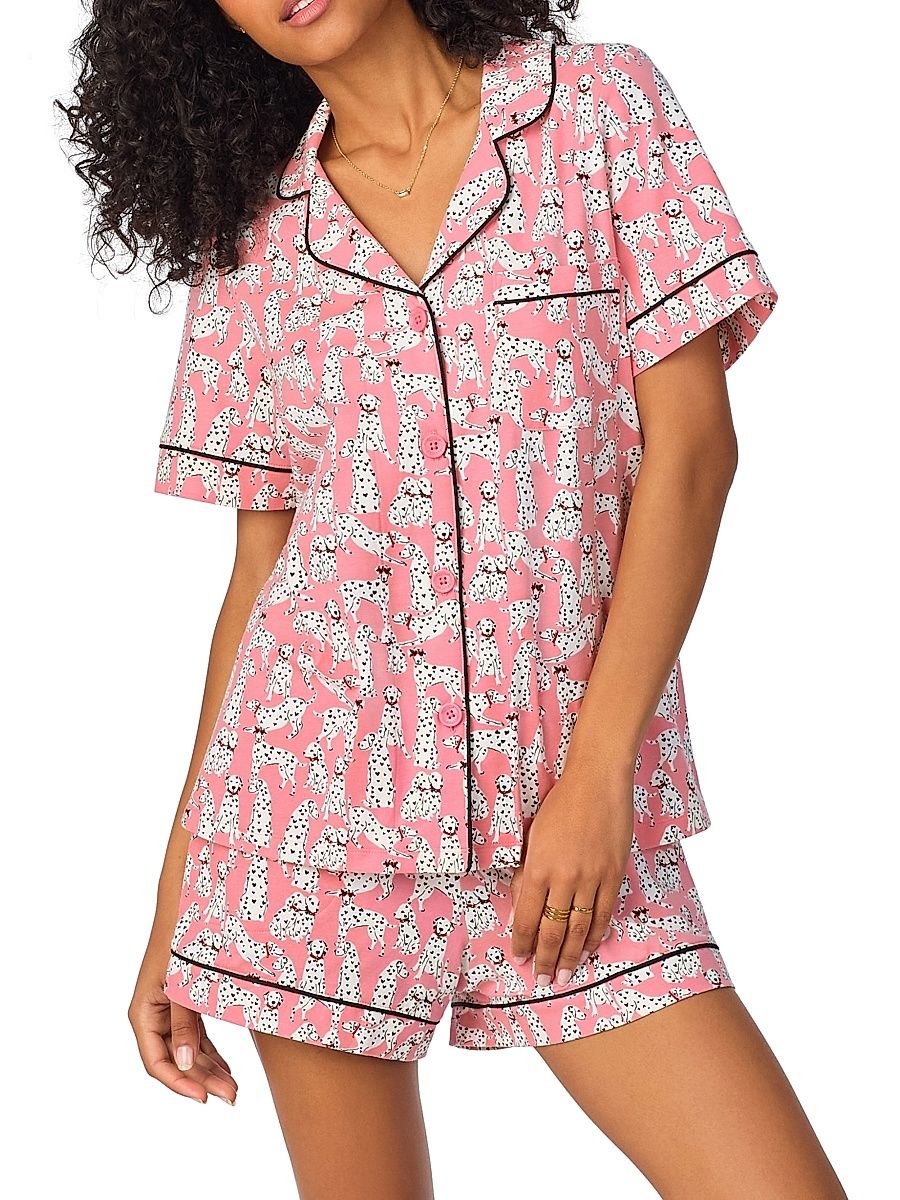 Women's Dalmatian 2-Piece Pajama Boxer Shorts Set - Love Spot - Size XL