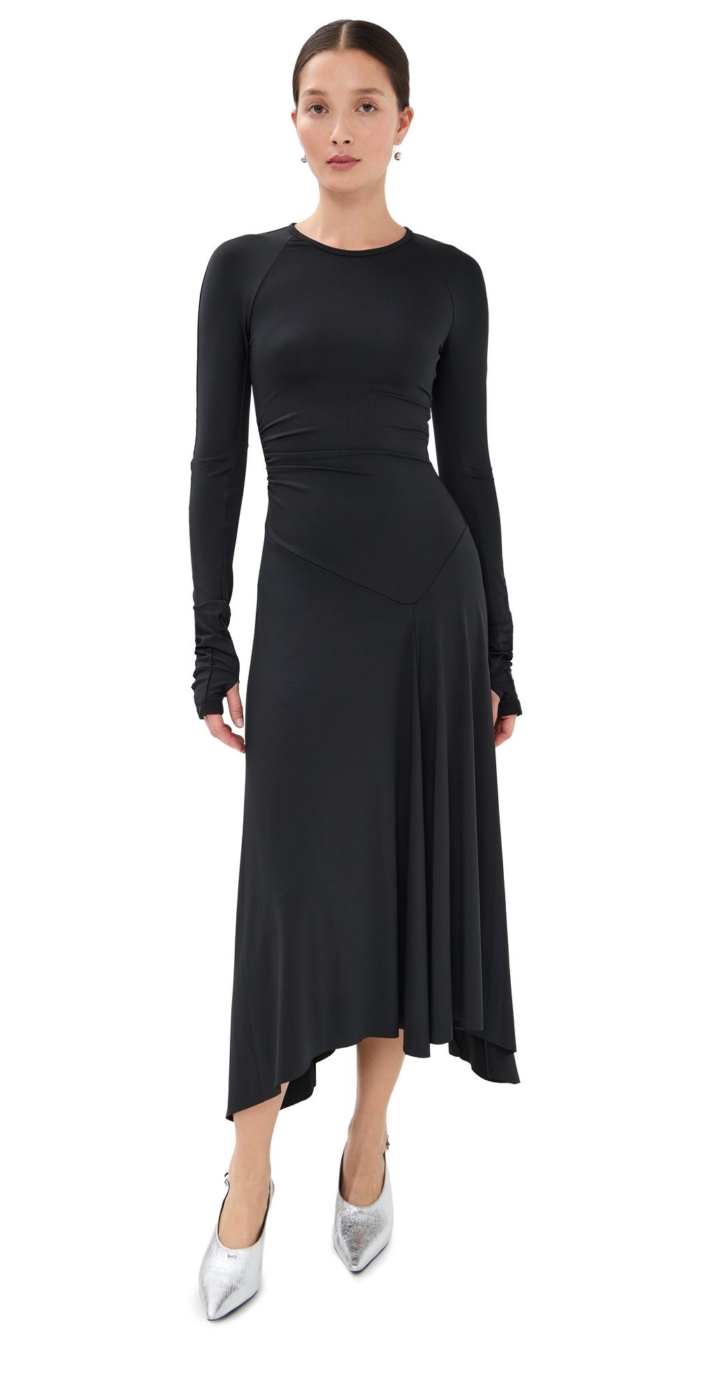 Victoria Beckham Long Sleeve Midi Dress Black 8