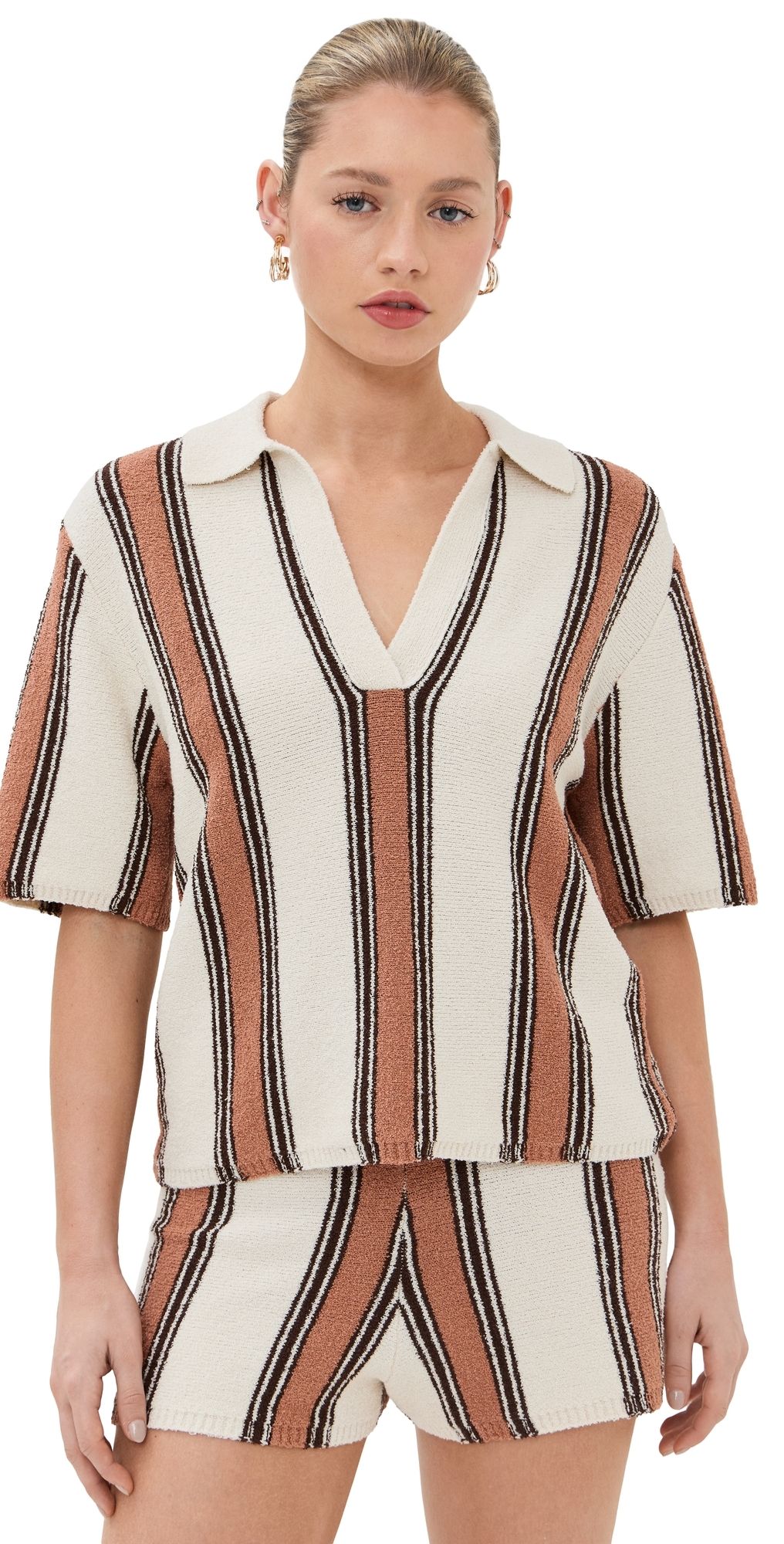 LE BOP Striped Polo Dark Denim Stripe XL