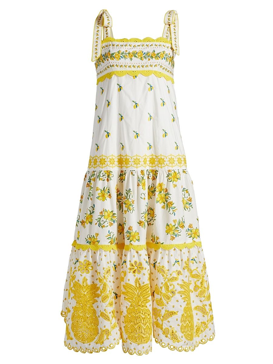 Women's Sicily Richelieu Sleeveless Midi-Dress - Off White - Size XS