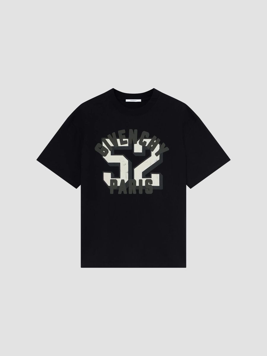 Givenchy Men's Boxy-Fit T-Shirt in Cotton with Print - Black - Size XXL