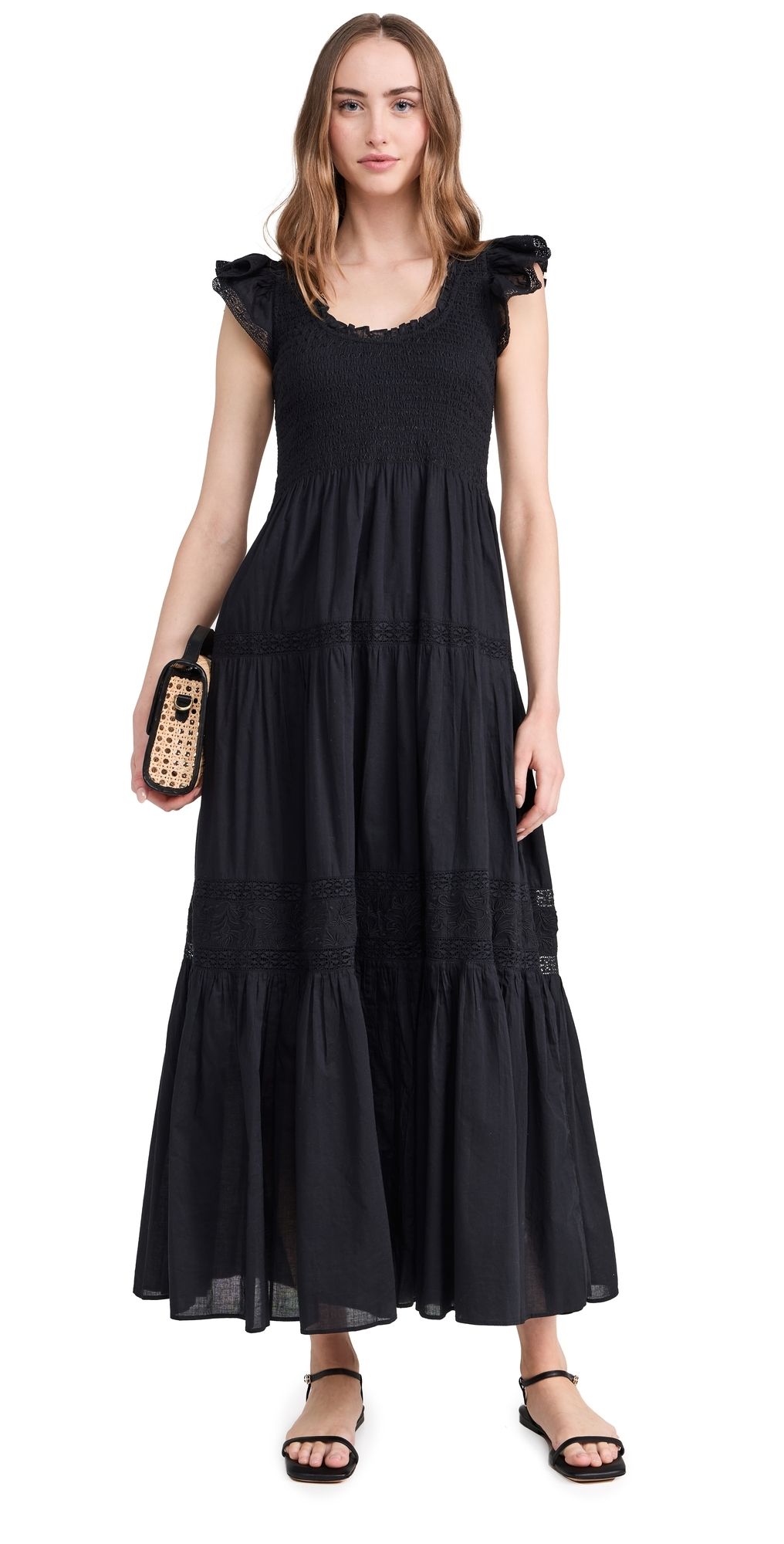 LoveShackFancy Chessie Dress Black M