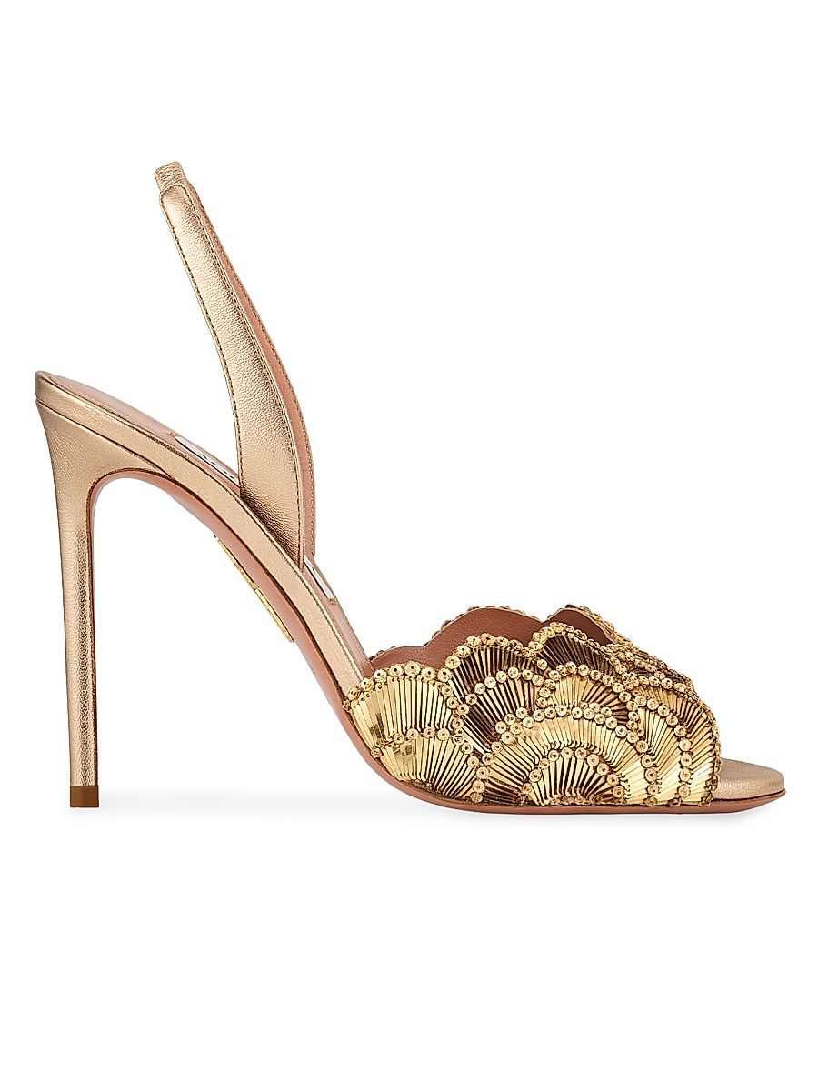 Women's Ce Soir Metallic Leather Stiletto Sandals - Light Copper - Size 9