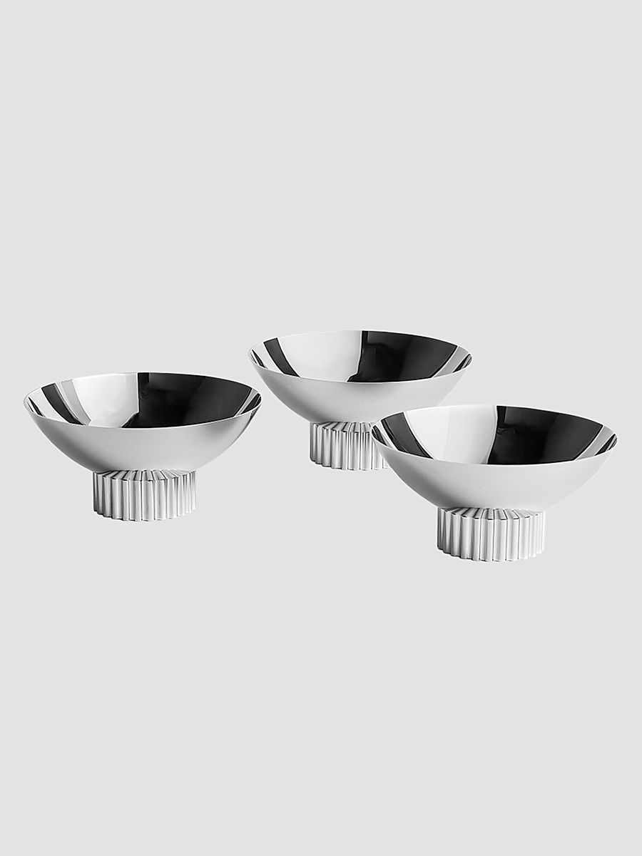 Striations 3-Piece Stainless Steel Bowl Set - Silver