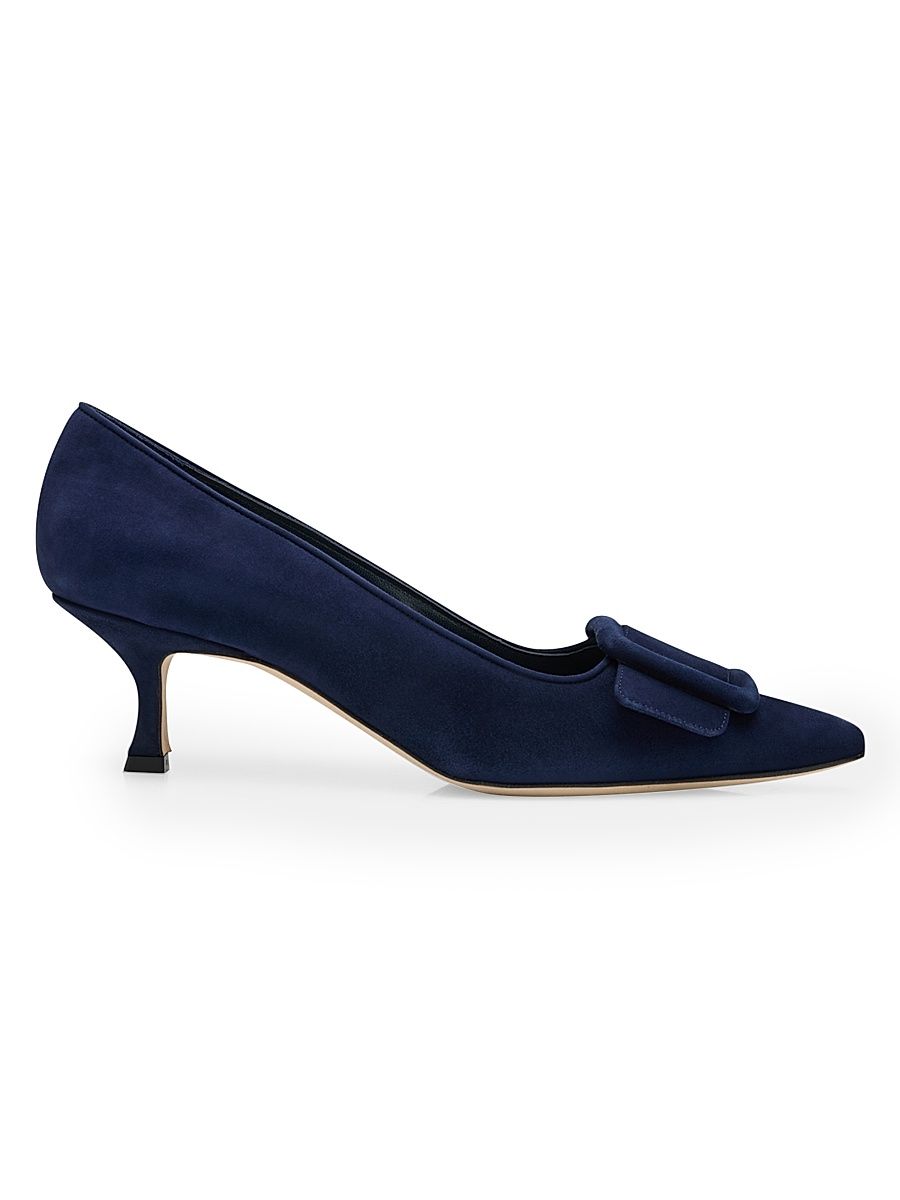 Women's Maysale 50MM Suede Buckle Pumps - Navy - Size 10
