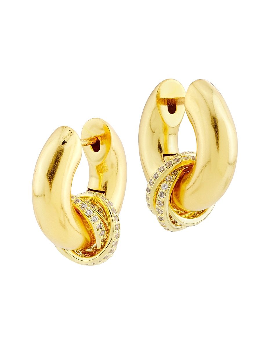 Women's Super Gaia 14K-Gold-Plated & Cubic Zirconia Hoop Earrings - Gold