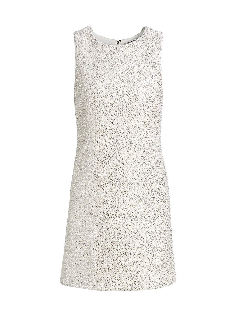 Women's Cade Sequined Mini Shift Dress - Off White - Size 8