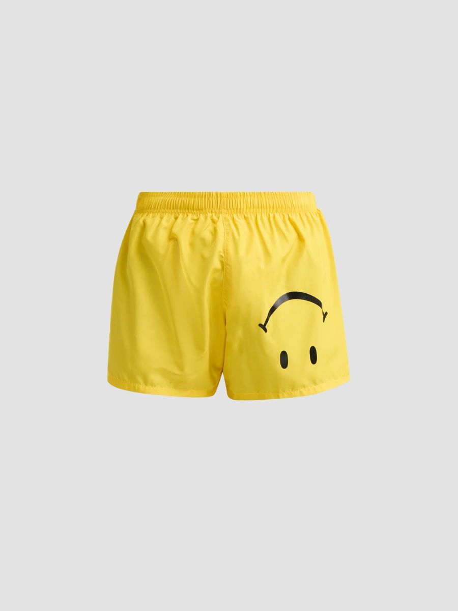 Moschino Men's Smiley Face Nylon Swim Shorts - Multi Yellow - Size 38