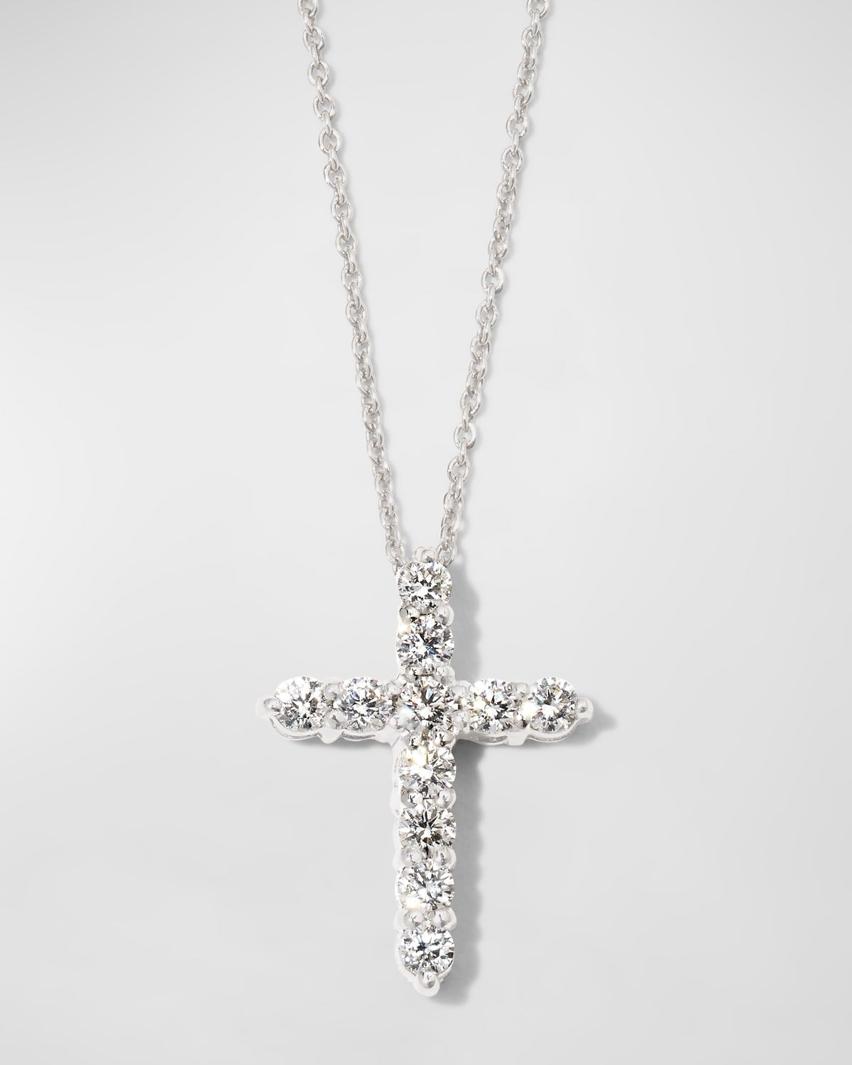 18K Diamond Cross Necklace, 17x13mm