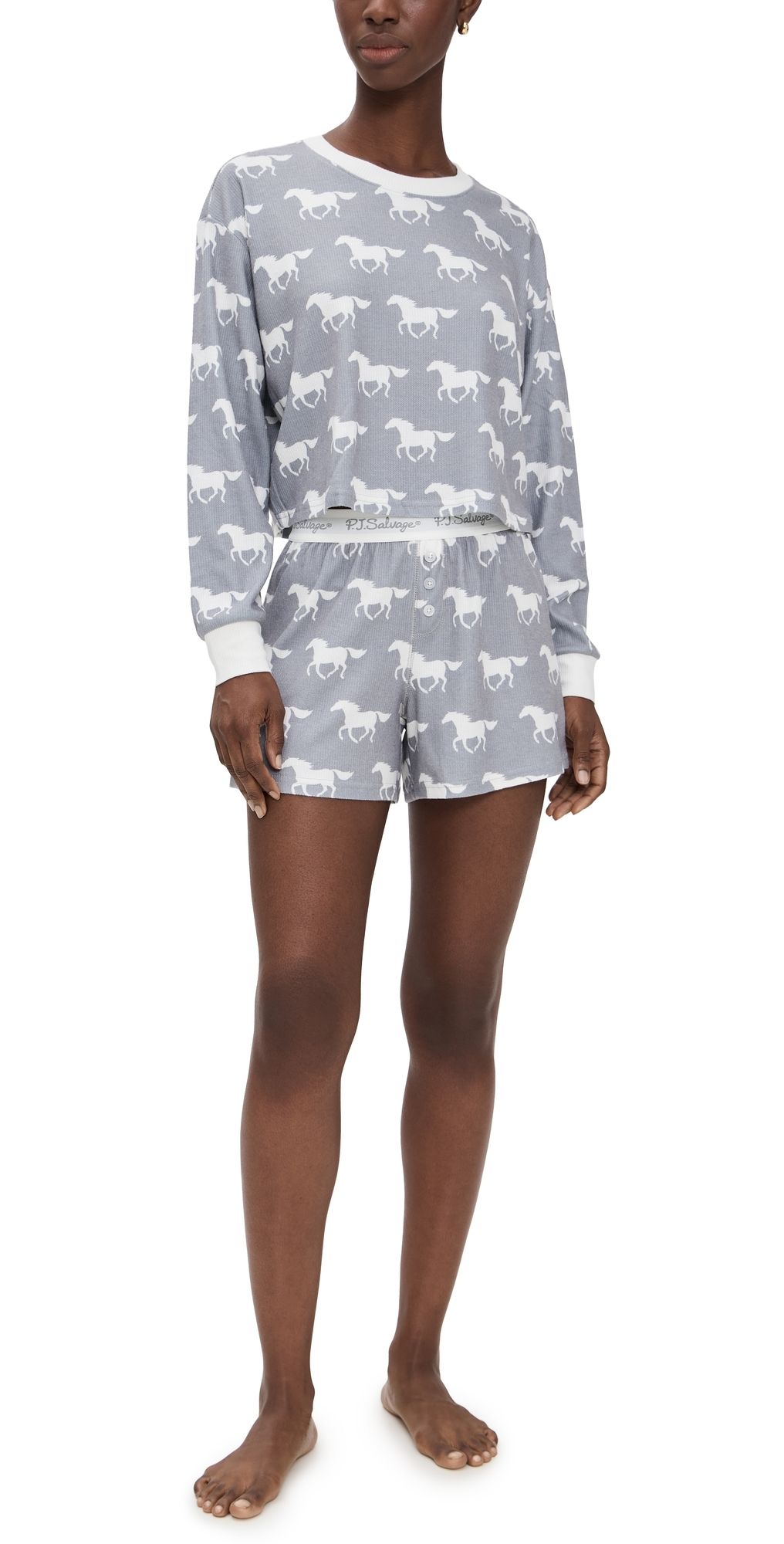 PJ Salvage Boyfriend Boxer Pajama Set Gray XL