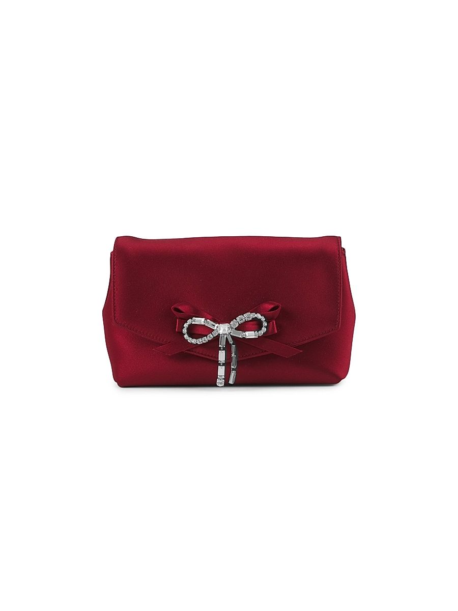 Women's Mini Bow Satin Crossbody Bag - Ruby Red Silver