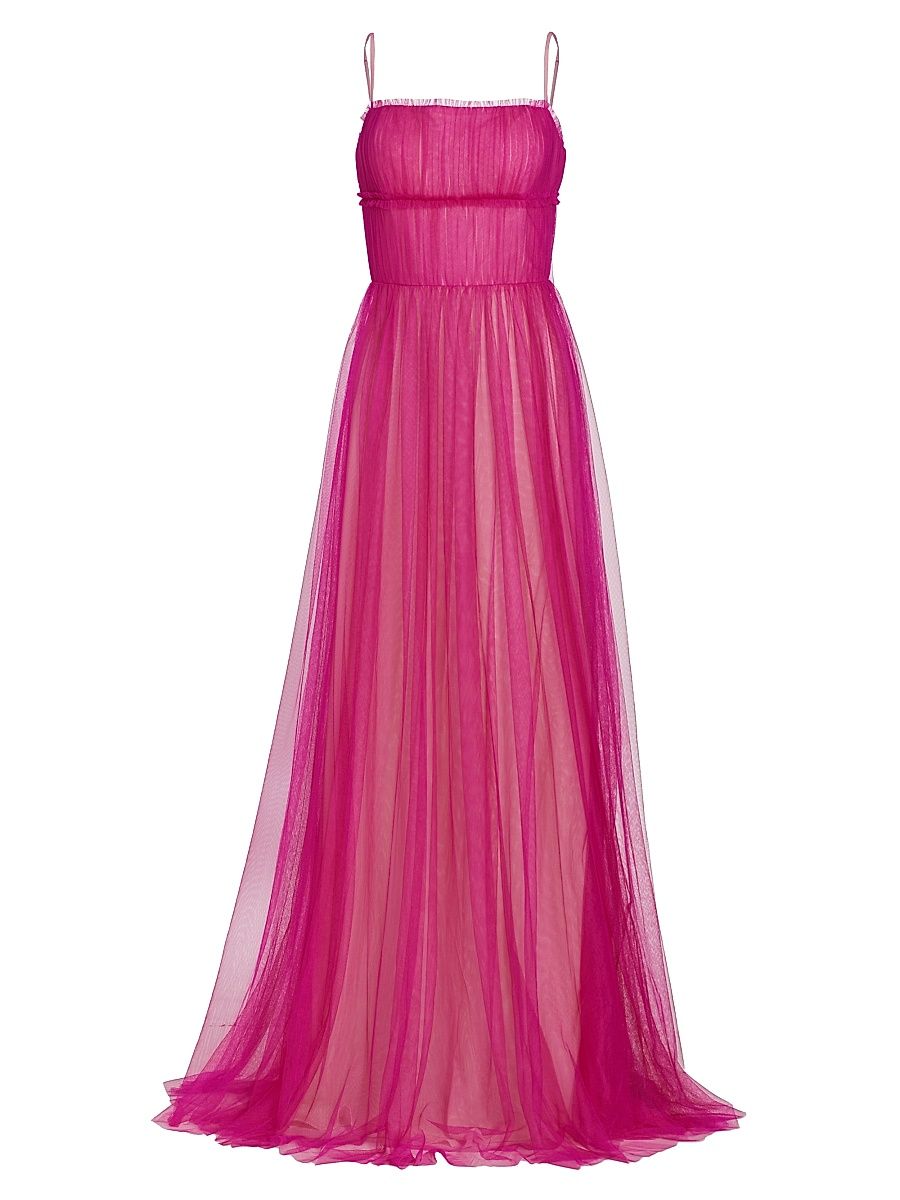 Women's Manuela Tulle Cape Back Gown - Fuchsia - Size 10