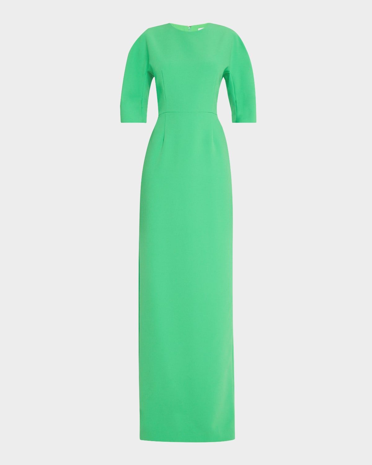 Elbow-Sleeve Crepe Column Gown