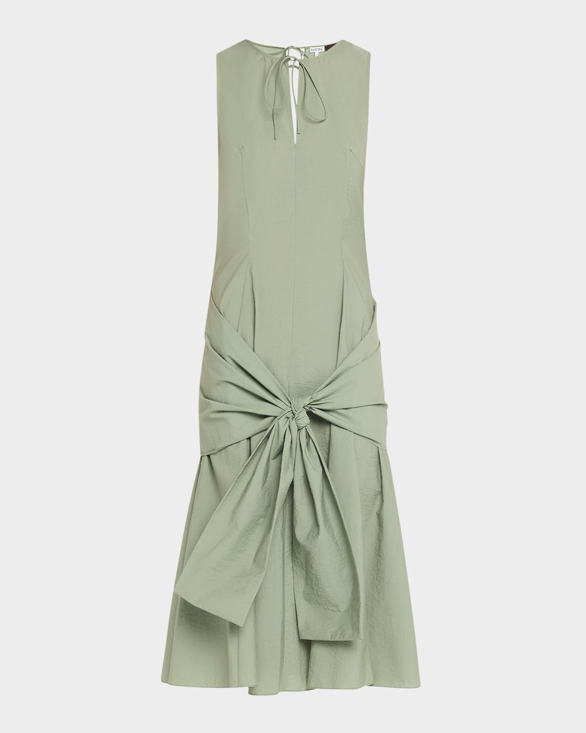 Draped Tie-Waist Midi Dress