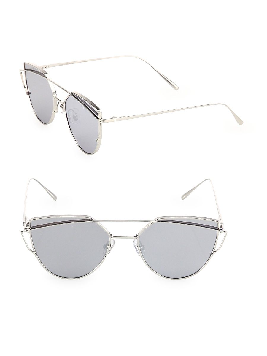 Love Punch 55MM Mirrored Cat Eye Sunglasses - Silver