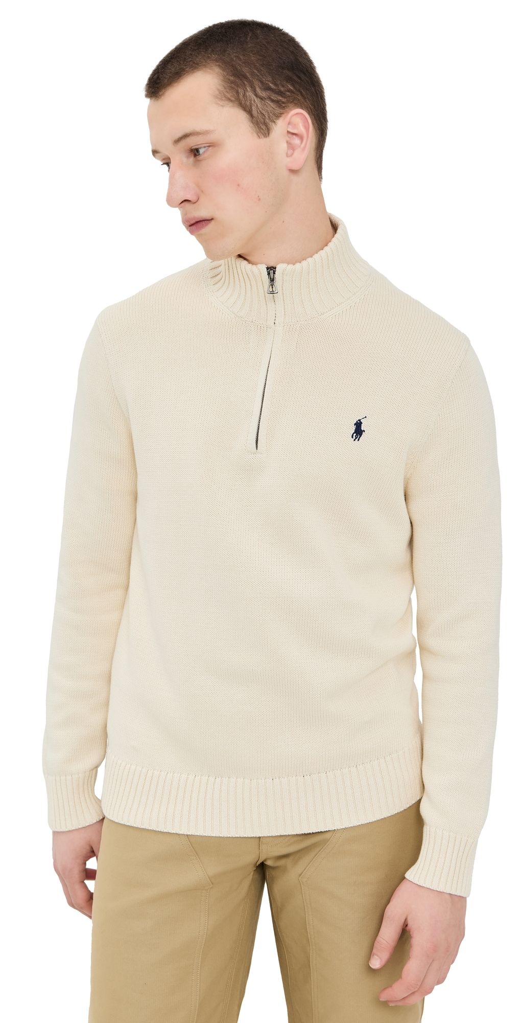 Polo Ralph Lauren Cotton Half Zip Sweater Andover Cream XS