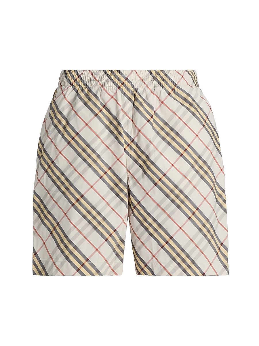 Men's Checked Nylon Swim Shorts - Pebble Beige Chalk - Size XXL