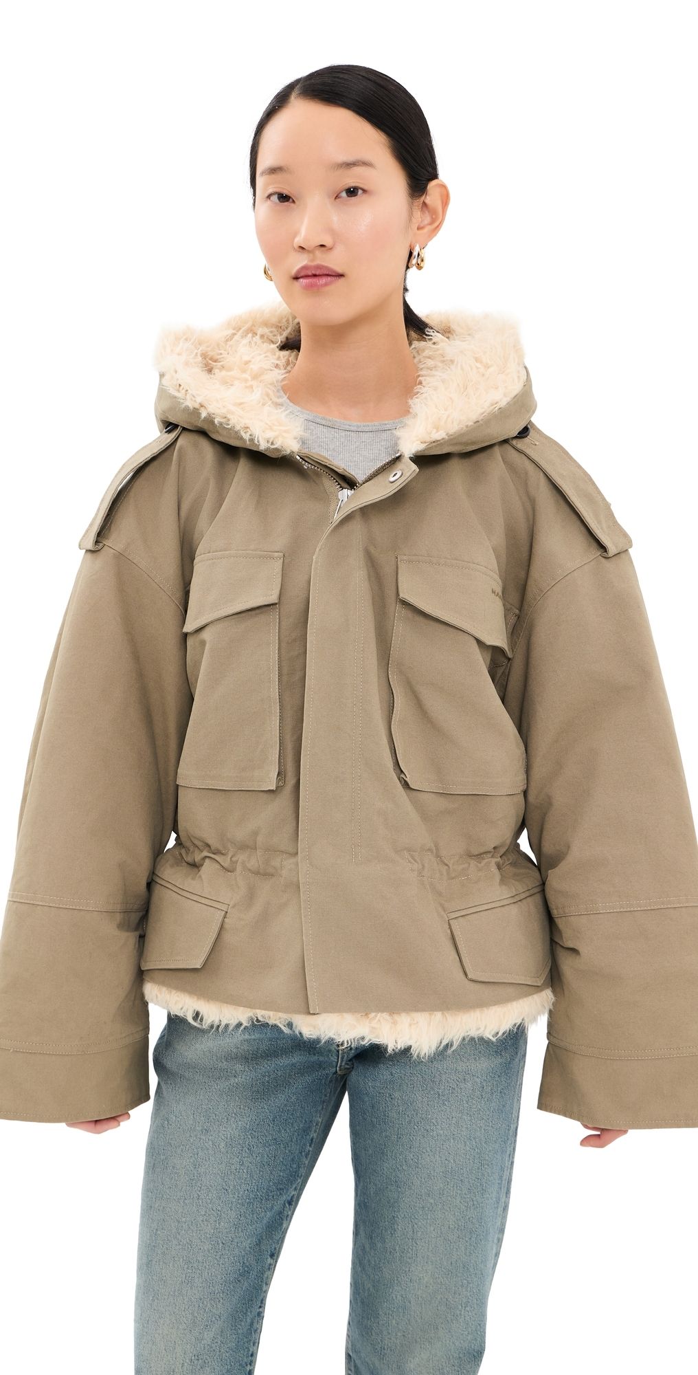 Marc Jacobs Cropped Cargo Parka Utility Khaki M
