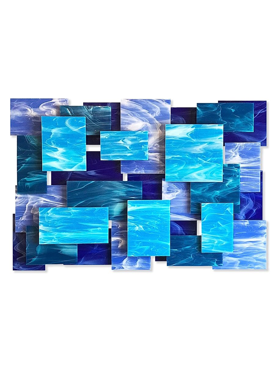 Cascade Glass & Metal Wall Sculpture - Blue