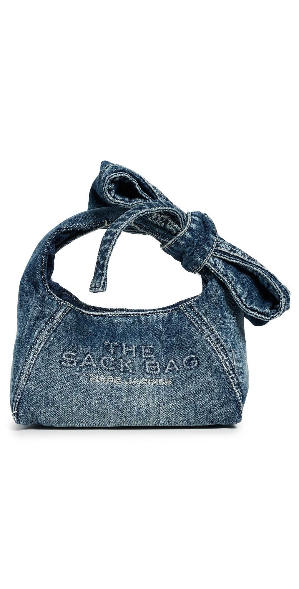 Marc Jacobs The Bow Denim Mini Sack Bag Medium Wash Indigo One Size