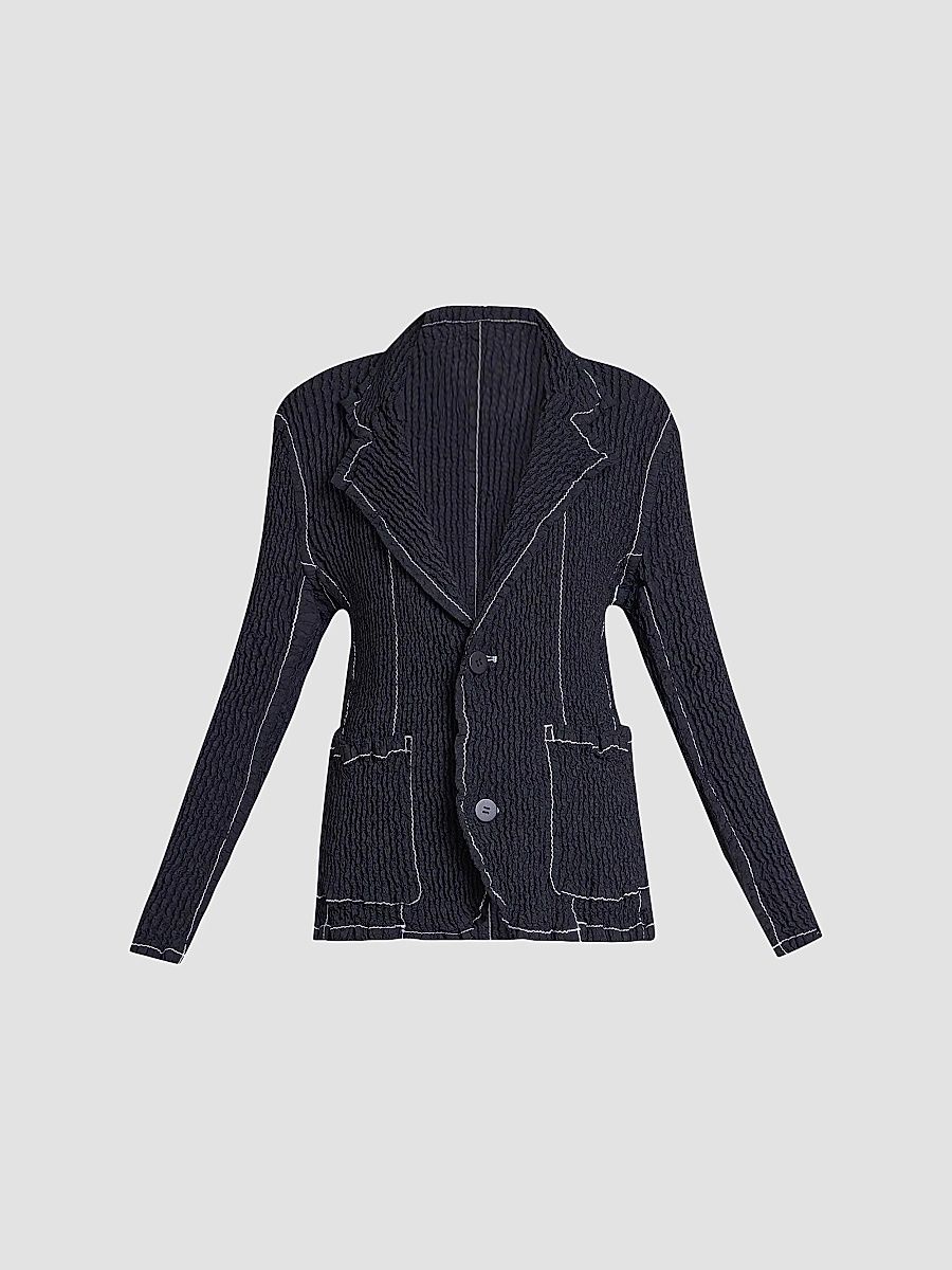 Women's Wavelet Ensemble Textured Notch Lapel Jacket - Black - Size Small