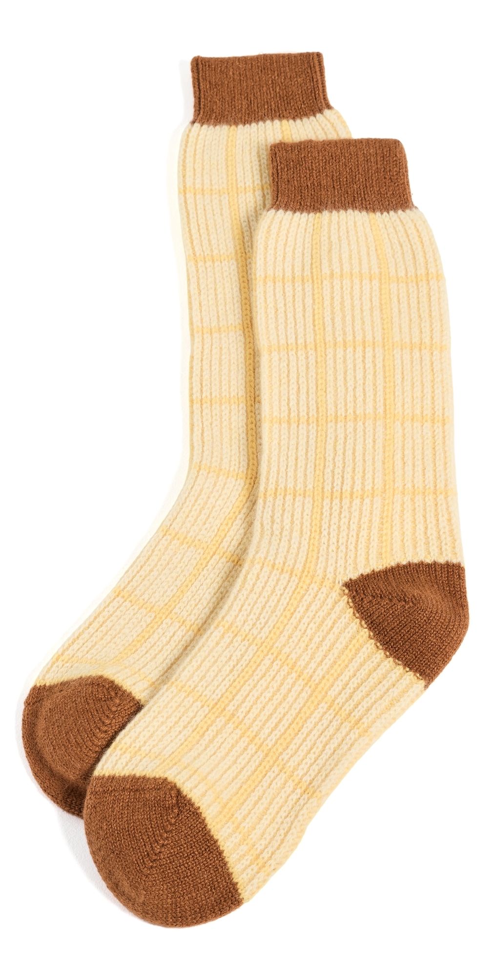 Guest in Residence The Checker Soft Knit Socks Burnt Cocoa Combo One Size