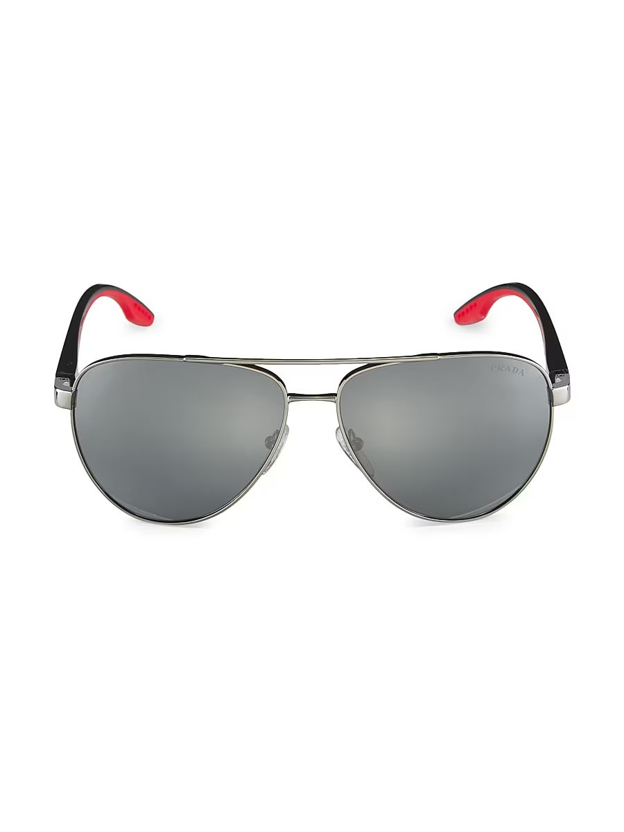 Men's 61MM Metal Pilot Sunglasses - Gunmetal