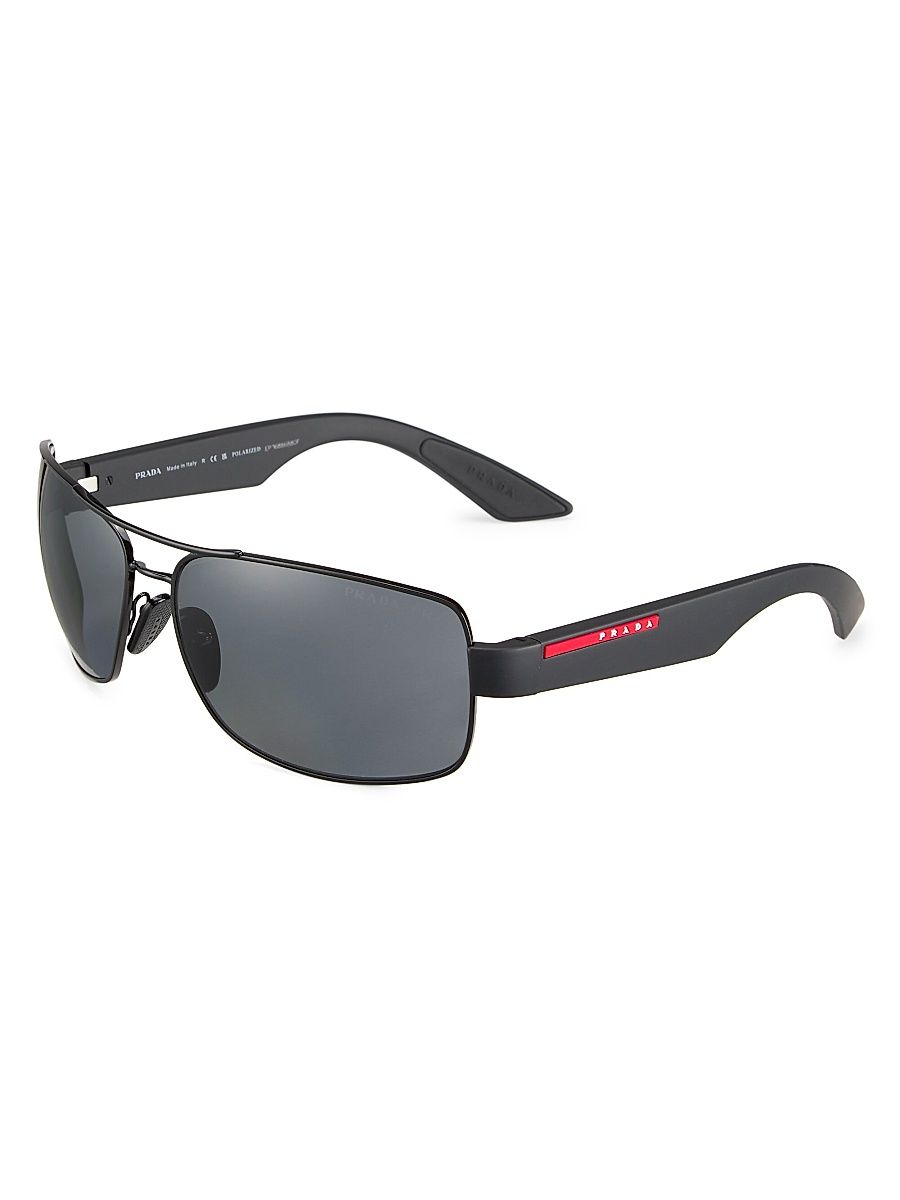 Men's 65MM Rectangular Sunglasses - Black Grey Gradient