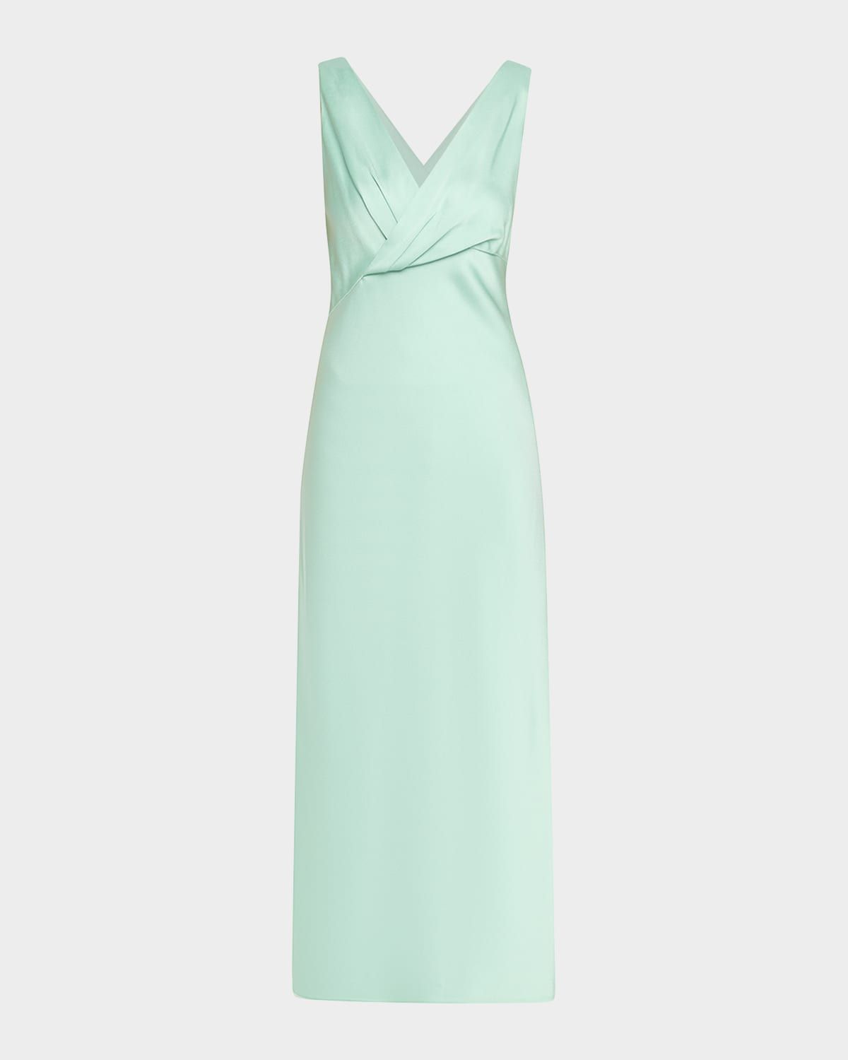 Sleeveless Bias-Cut Crepe Satin Maxi Dress