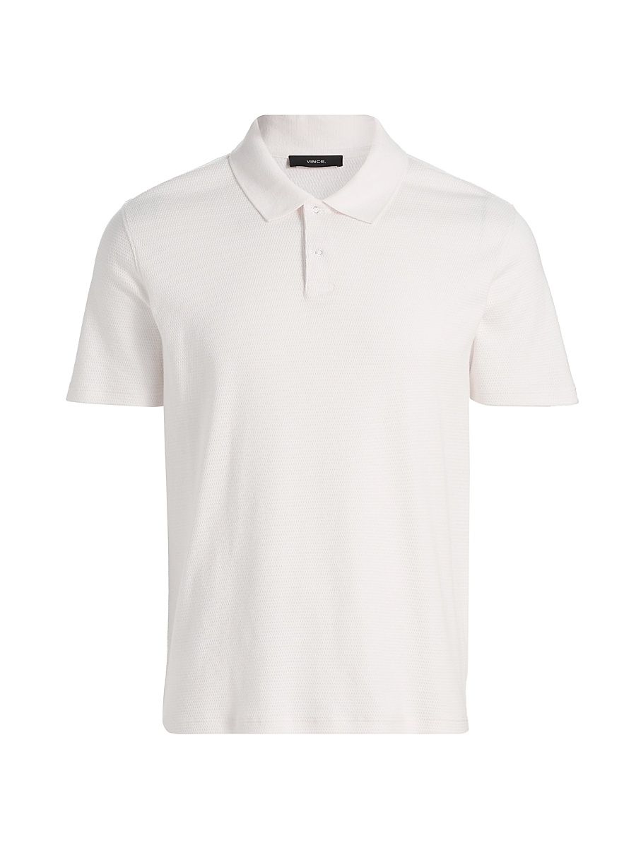 Men's Mesh Knit Snap Polo Shirt - Off White - Size XXL