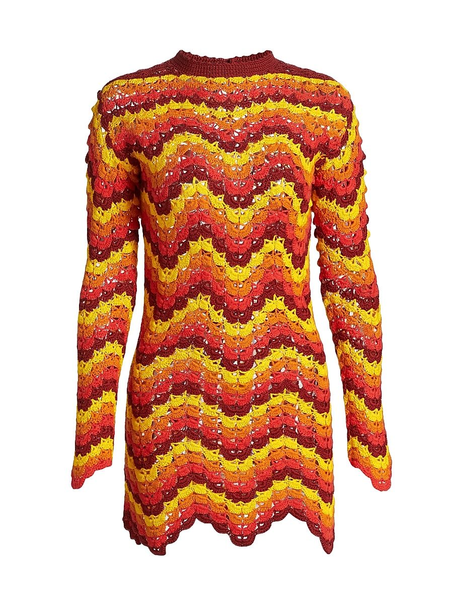 Women's Safi Chevron Minidress - Yellow Orange Tangerine - Size XL
