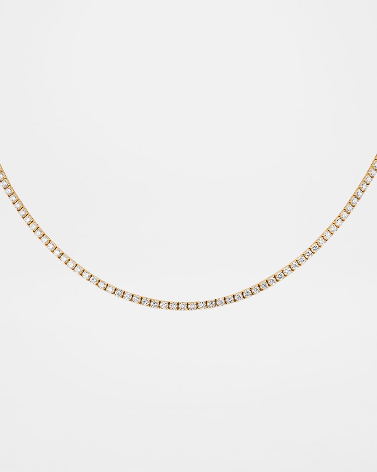 18K Yellow Gold 4 Prong Straight Line Diamond Necklace