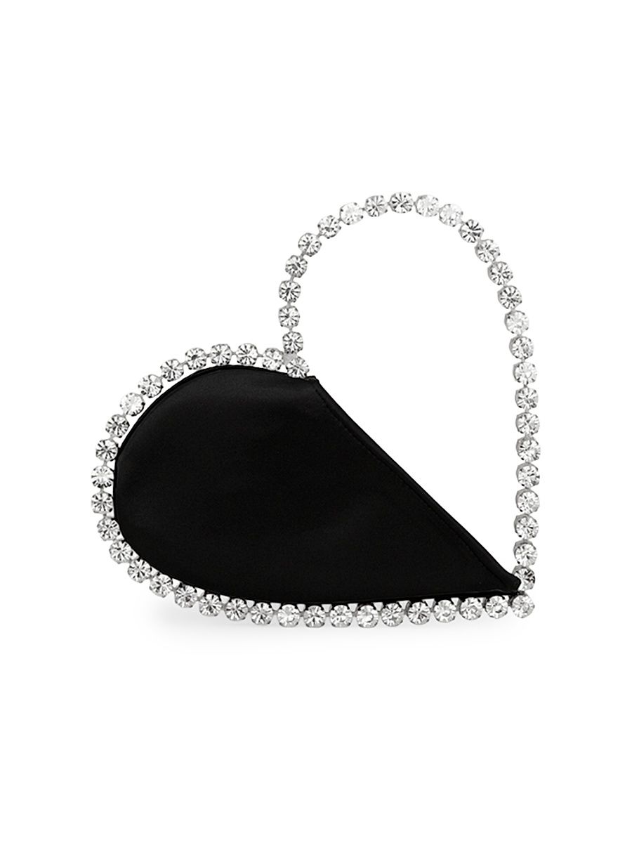 Women's Love Crystal-Embellished Leather Clutch - Black