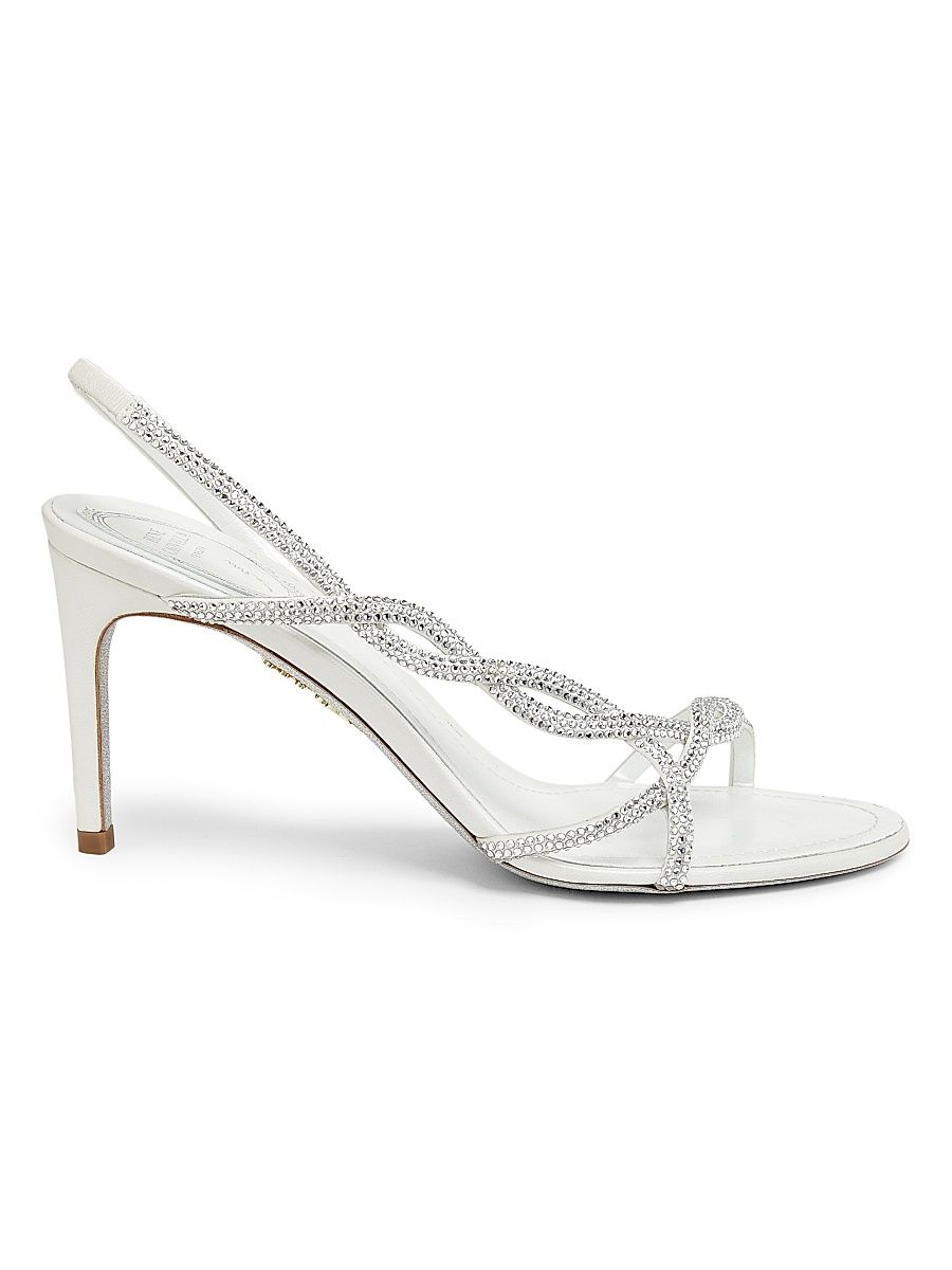Women's 80MM Satin Strappy Sandals - Ivory Satin - Size 11