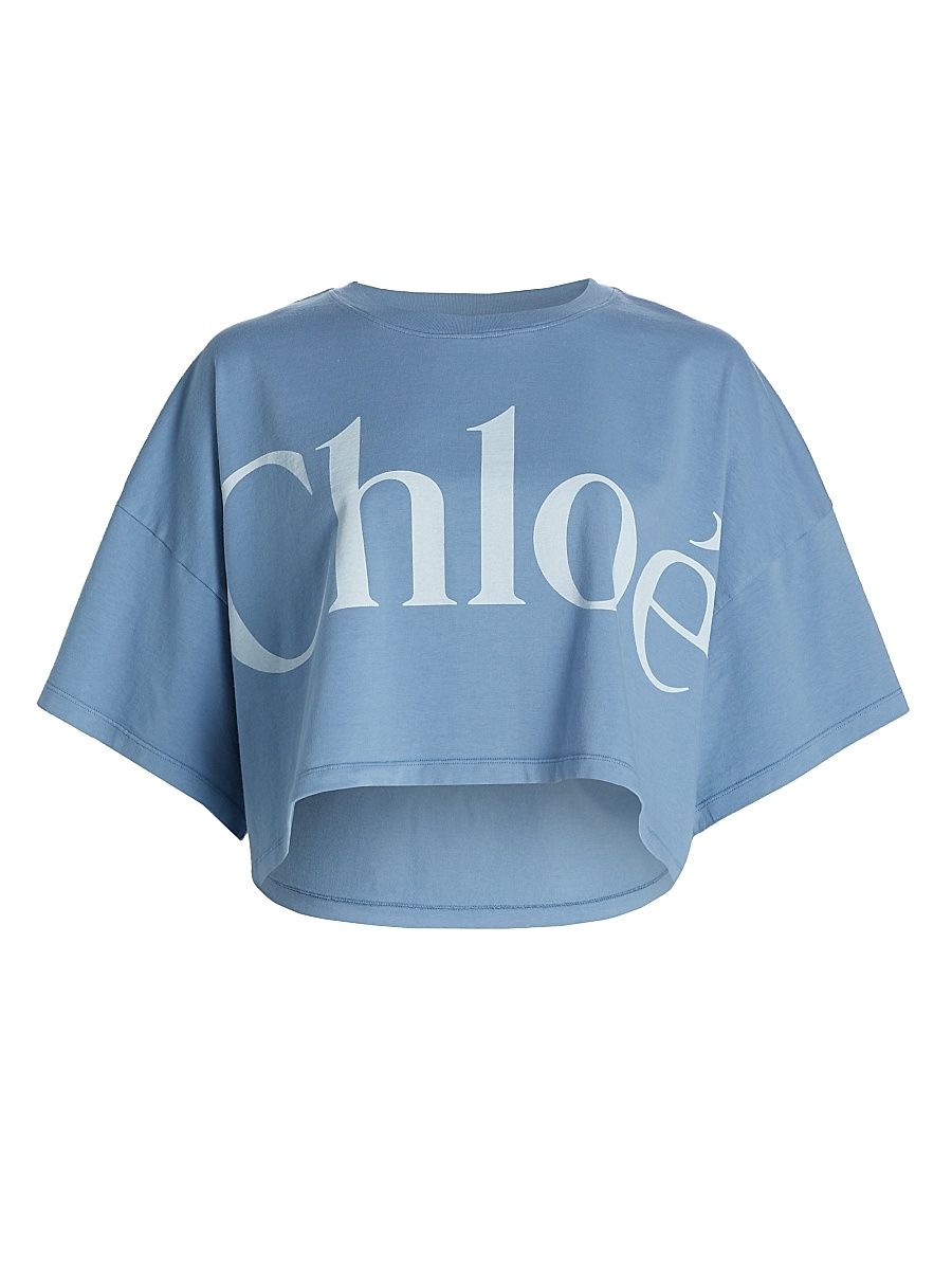 Women's Boxy Logo T-Shirt - Airy Blue - Size XS