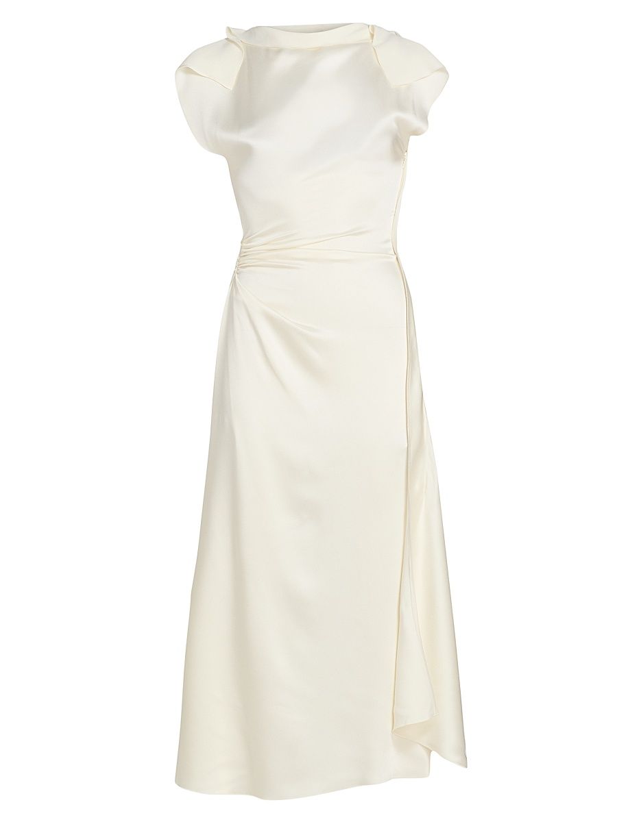 Women's Drape Bias-Cut Midi-Dress - Ivory - Size 6