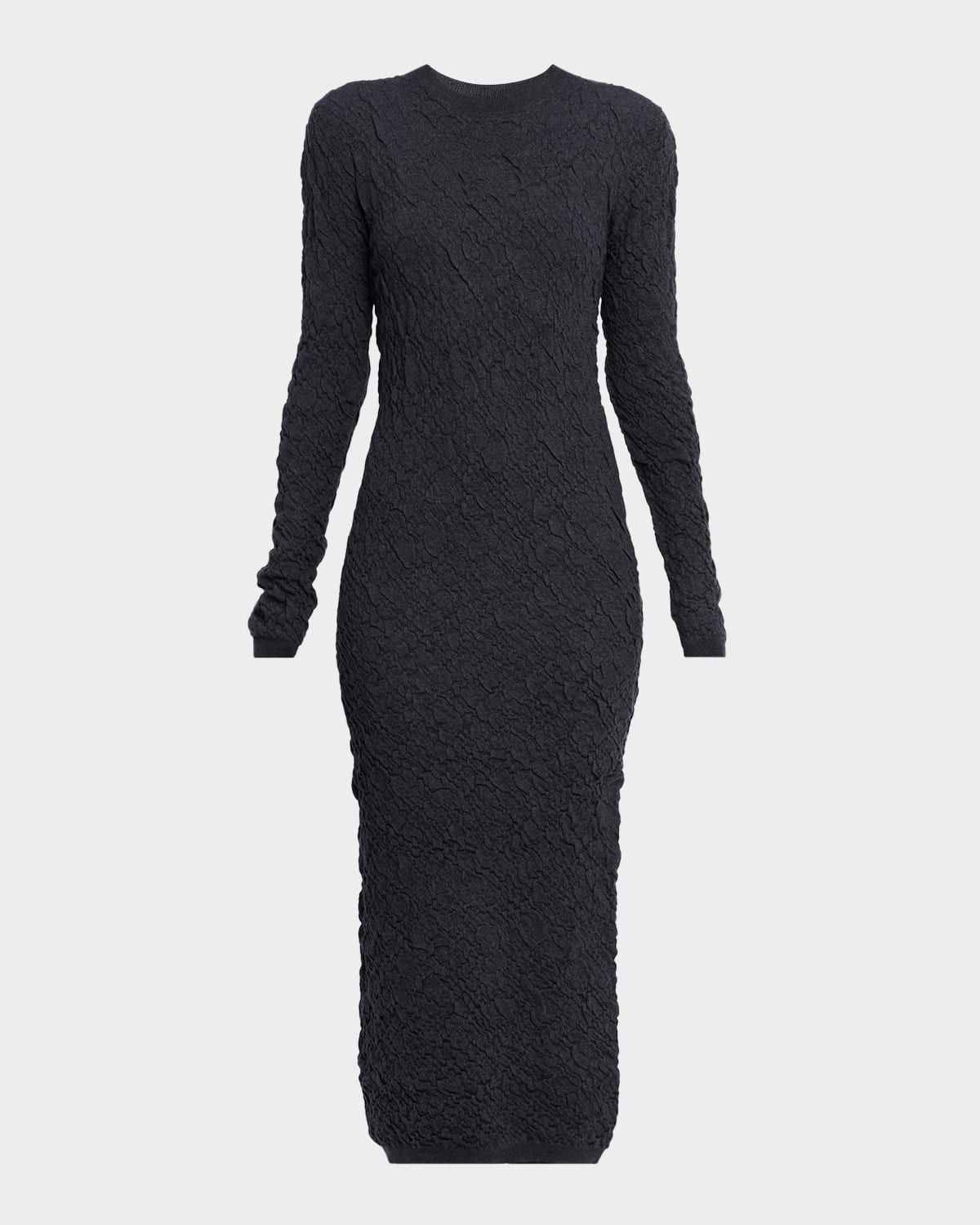 Bodycon Crinkled Knit Midi Dress