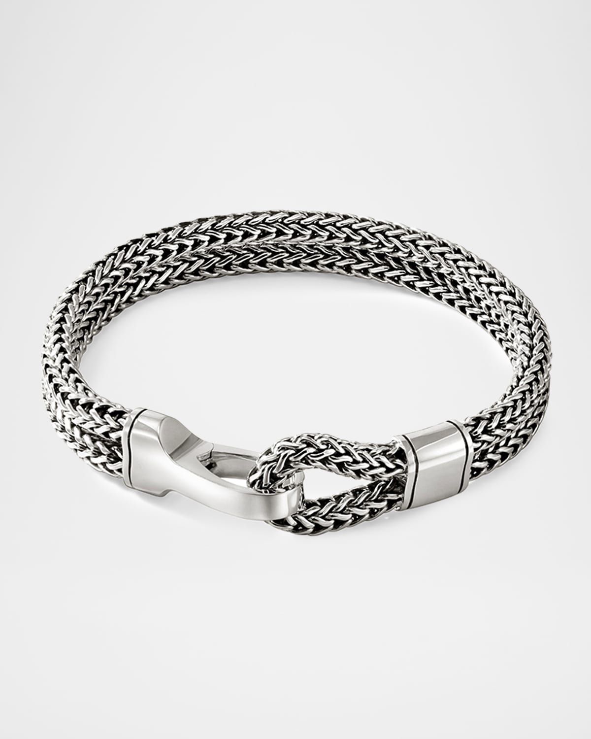 Men & apos;s Sterling Silver Double Row Hook Clasp Bracelet, 9mm