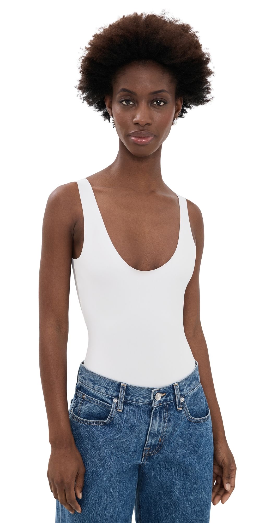Commando Neoprene Tank Thong Bodysuit White L