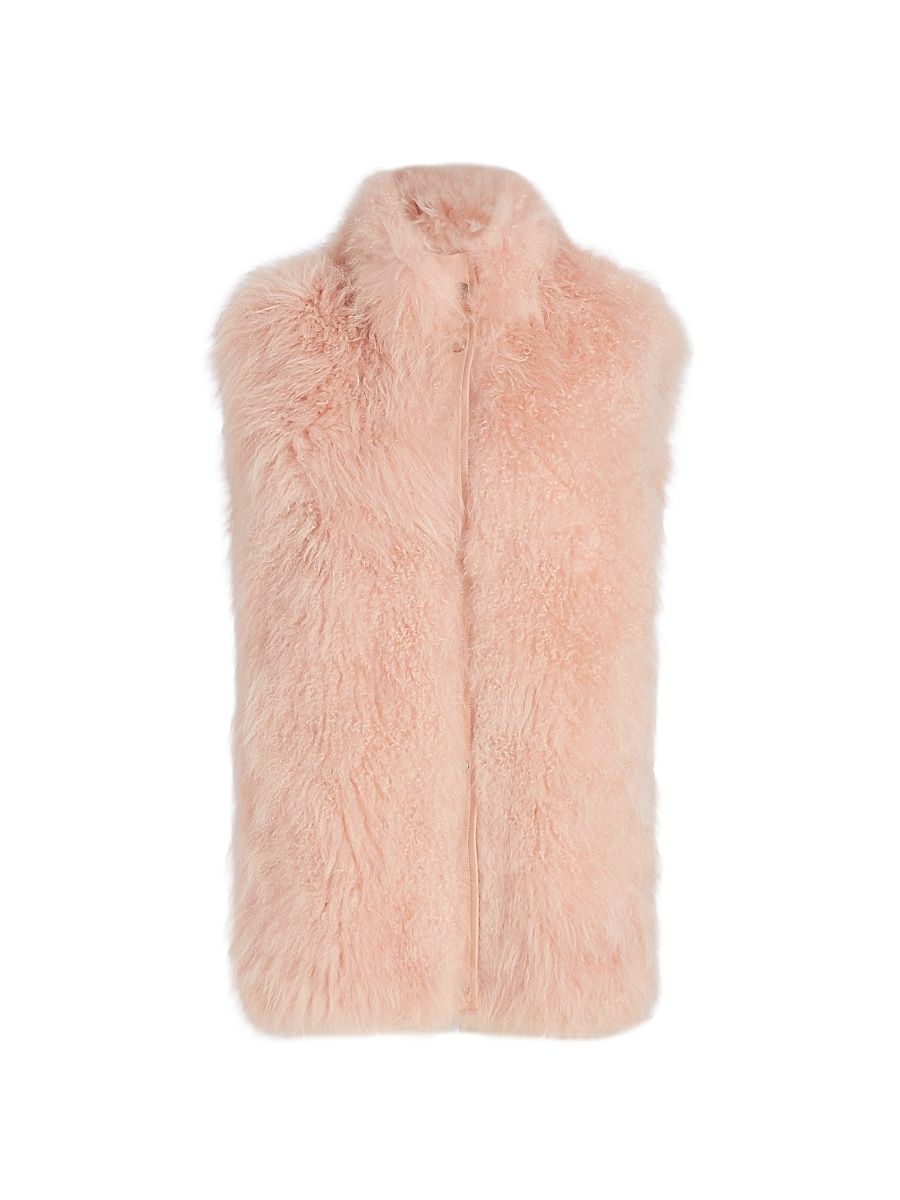 Women's Cashmere Goat Fur Vest - Dusty Pink - Size Large