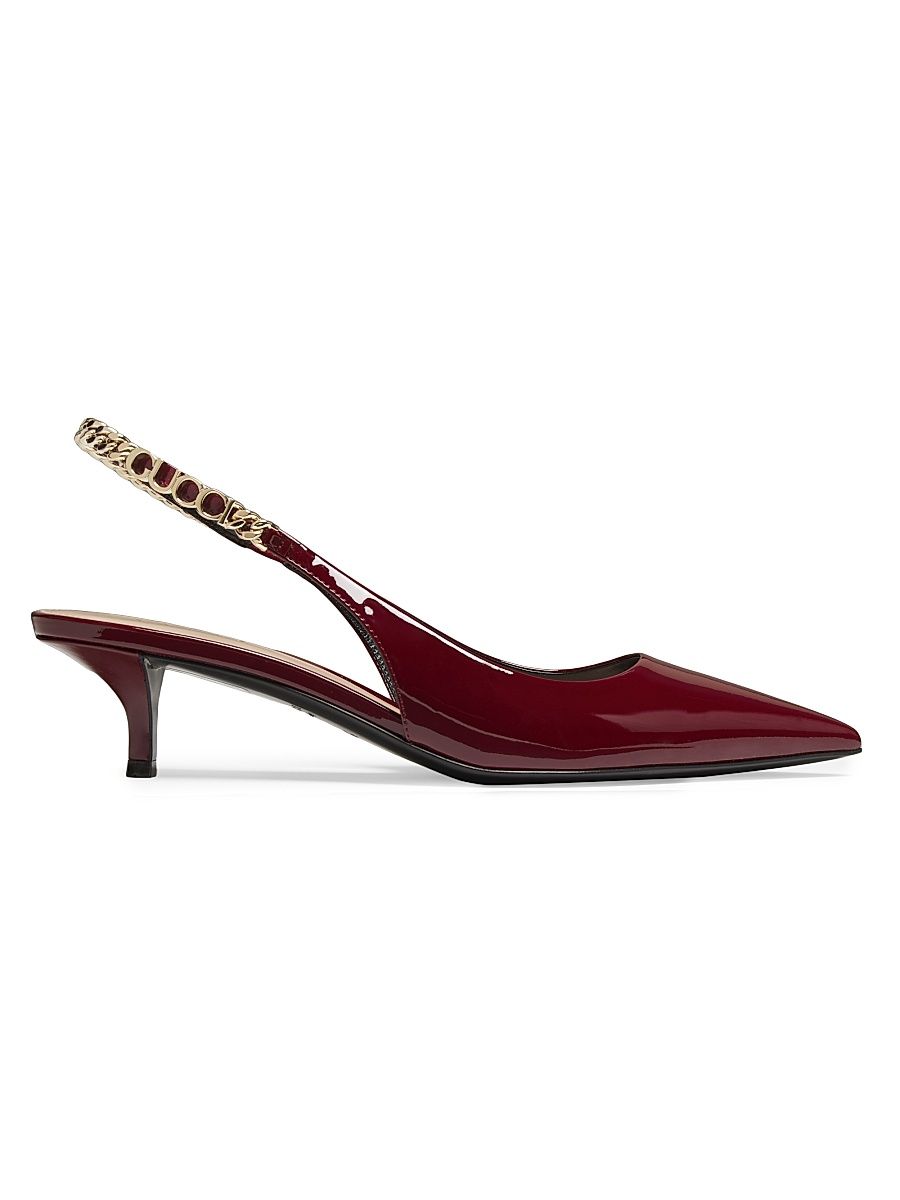 Women's Signoria 45MM Chain-Embellished Slingback Pumps - Burgundy - Size 7.5