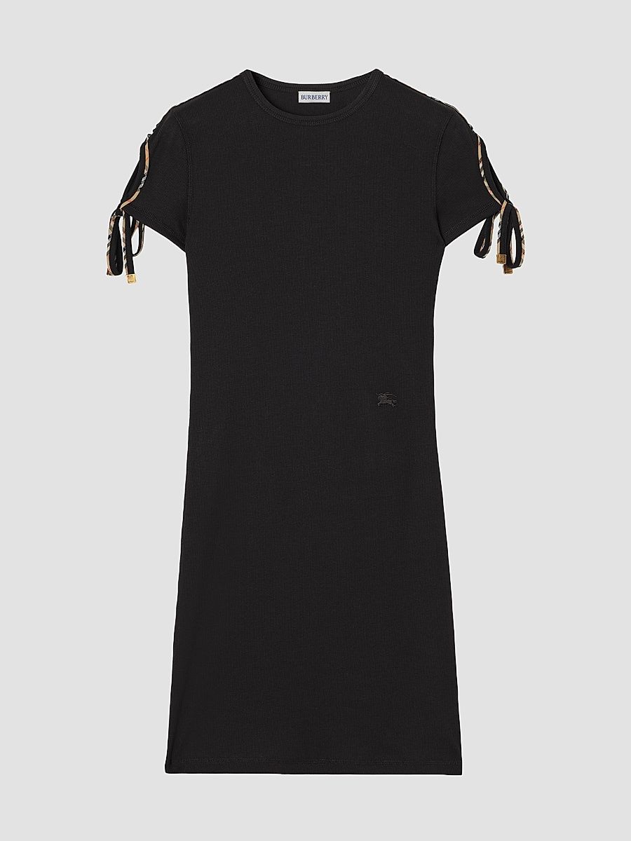Women's Tatiana Checked Trim Cotton Mini Dress - Black - Size XXS